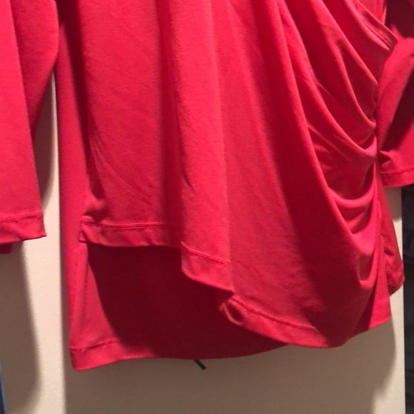 Coldwater Creek Orange Low V-Neck 3/4 Sleeve Top Size Large - Picture 3 of 5